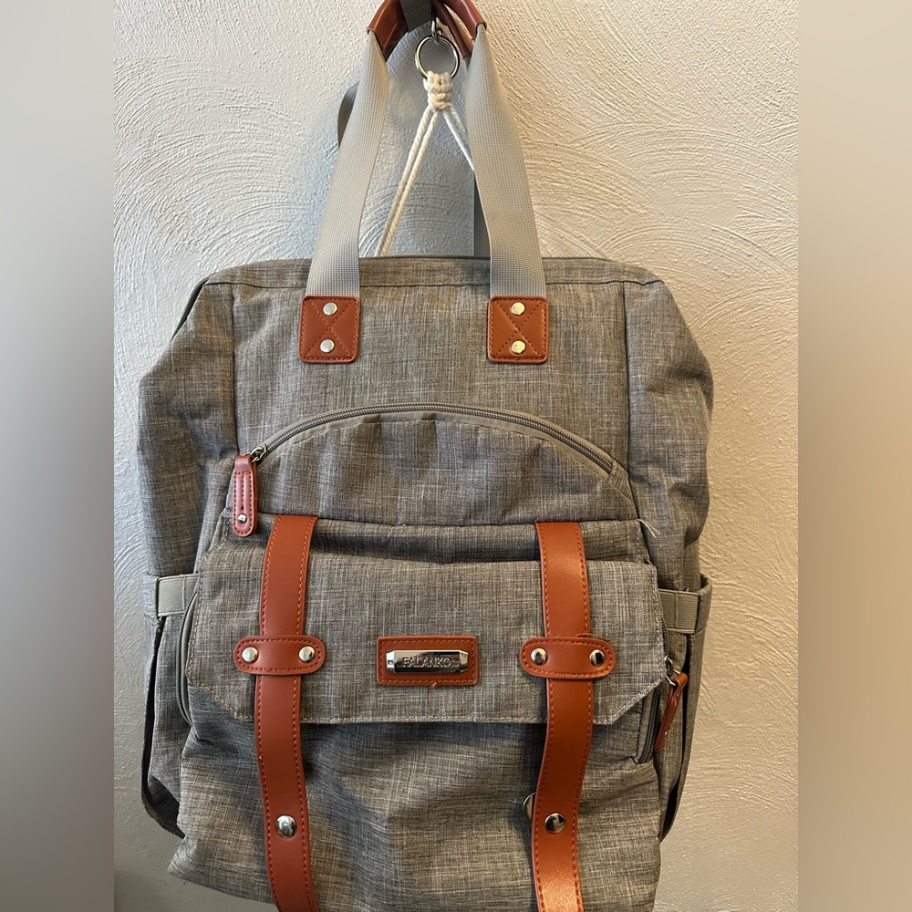 Gray and Brown Backpack